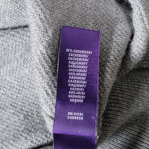 Ralph Lauren Purple Label Sweater Mens Size XL Gray Wool Cashmere 1/4 Zip - Picture 9 of 11